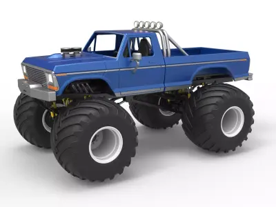Vintage Monster Truck Scale 1 to 25 3D print model buy