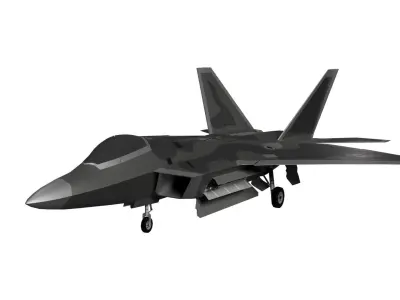USA FF-22A Raptor Stealth Fighter Jet Low-poly 3D model