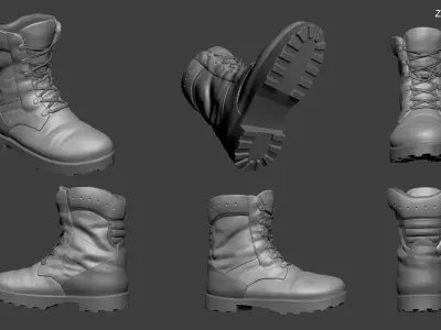 Military Boots Highpoly 3D model