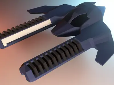 Low-poly spaceship with two blades Low-poly 3D model