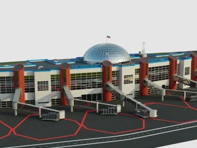 International airport of Kaliningrad khrabrovo Low-poly 3D model