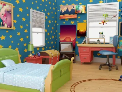 Cartoon  Bedroom 3D Model Low-poly 3D model
