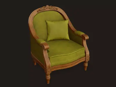 Vintage Armchair - PBR Game Ready Low-poly 3D model