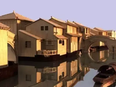 Chinese ancient building town  3D model