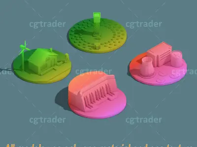 Low Poly Green Energy Isometric Low-poly 3D model