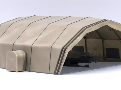 Military Airplane Hangar with Stealth Fighter 3D model
