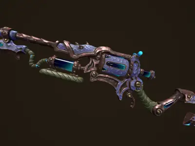 Modular toxic rifle shotgun revolver axe knife Low-poly 3D model