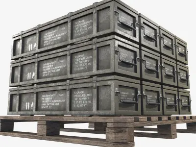 PBR Military Cargo Case 02 Low-poly 3D model