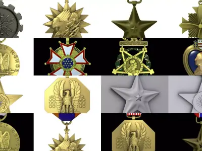 US Medals set 3D Model Pack