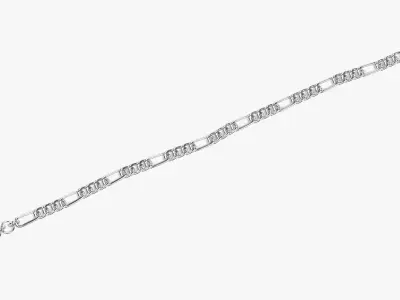 Link Chain V4 - Silver Figaro Bracelet 3D model