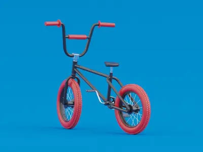 Stylized Cartoon rigged BMX bicycle 3D model