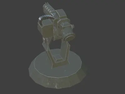 Machine Gun Turrent low poly PBR for game ready Low-poly 3D model