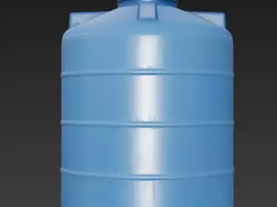 Blue Plastic Industrial Water Tank 3D Model Low-poly 3D model