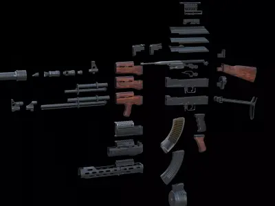 Modular AK-47 Low-poly 3D model