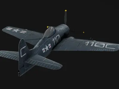 Grumman F8F F-2 Bearcat Low-poly 3D model