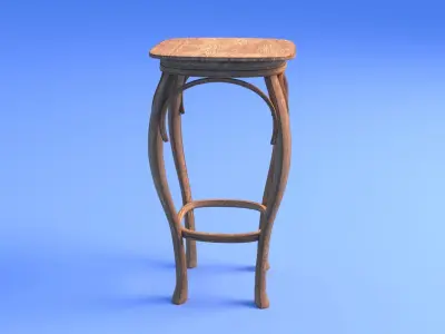 Art Nouveau Stool - rigged Low-poly 3D model