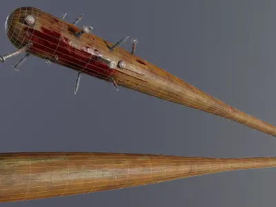 Low Poly PBR Baseball Bat Low-poly 3D model