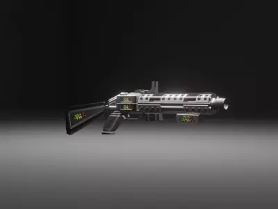 Shotgun Low-poly 3D model 3