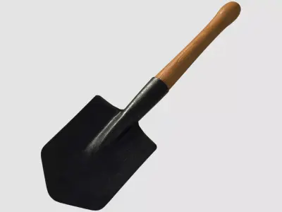 Shovel with wooden handle Low-poly 3D model