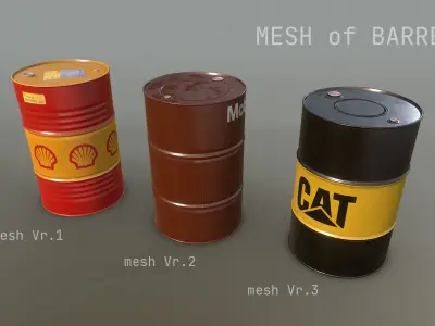Cargo Iron Barrels 200L Brands Low-poly 3D model