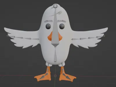 Cartoon Bird Duck - Rigged high and low poly  Low-poly 3D model