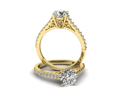 3DTN20-10001R diamond engagement ring gold 3D model