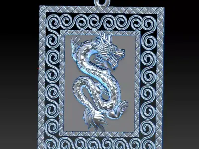 Custom Chinese Dragon Pendant  3D Print 3D print model 3D print model