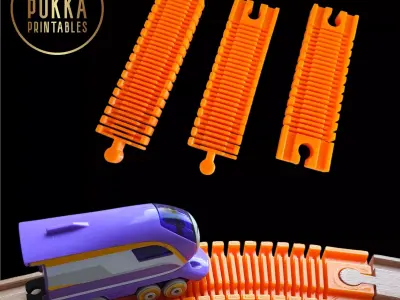 Flexible Wooden Train Track Connectors 3 Types 3D print model