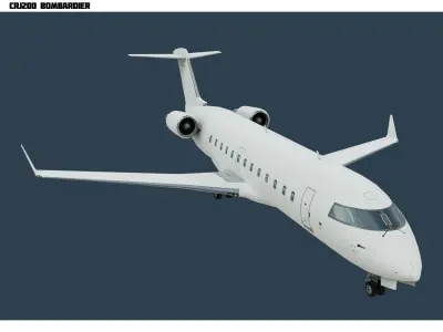 CRJ200 White Low-poly 3D model