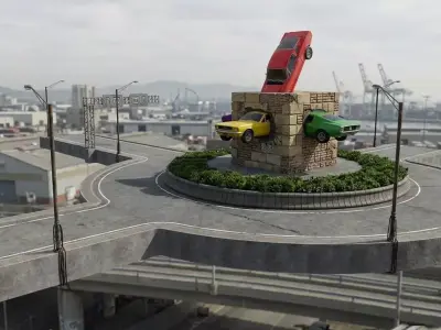 Accident Roundabout Low-poly 3D model