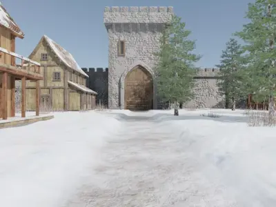 Winter Castle Town 3D model purchase