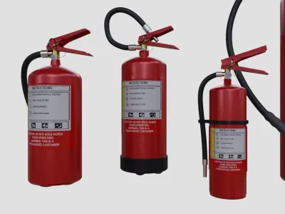 Fire Extinguishers collection set 5 Items - Emergency Equipment Low-poly 3D model