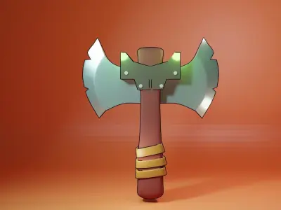 battle axe 3D model shop