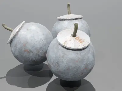 Realistic Ancient Cannon Low Poly 3D model