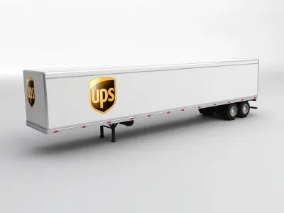 Box Trailer For Semi Truck UPS Low-poly 3D model