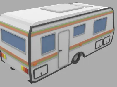 Caravan - Low Poly camper trailer Low-poly 3D model