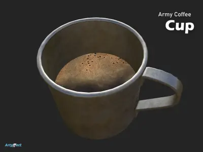 WW2 Military Coffee Cup Game Ready Textured Free low-poly 3D model