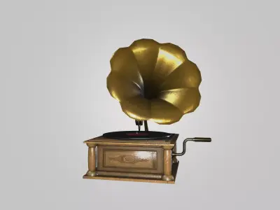 Vintage Horn Player - Antique Phonograph 3D Model Low-poly 3D model