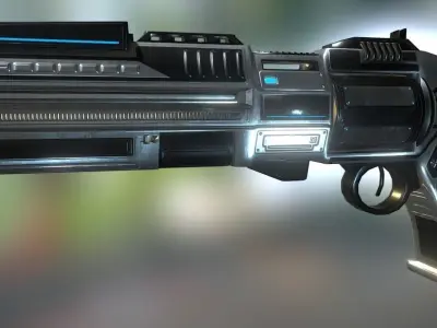Futuristic Revolver Low-poly 3D model