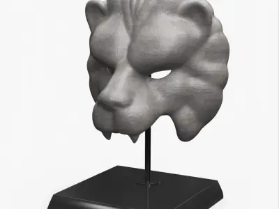 Decorative Lion Bust with Base 3D model