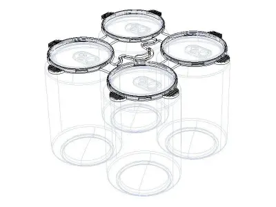PP Plastic Can Carrier 4-pack 3D model