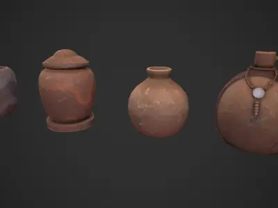 Clay Jars Low-poly 3D model
