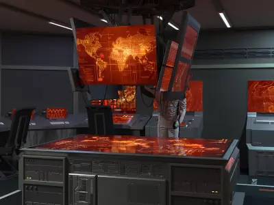 Command Room with Operators Red 3D model