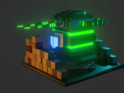 Laser turret for game  Free low-poly 3D model