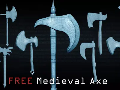 Realistic Medieval Axe  Free Game-Ready Model Free 3D model
