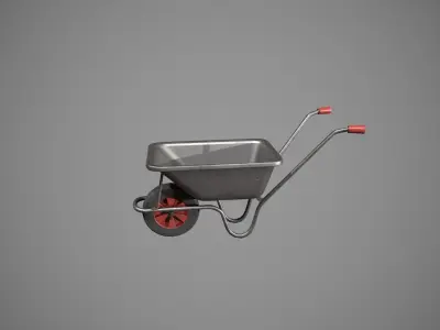 Metal - Red Wheelbarrow Low-poly 3D model