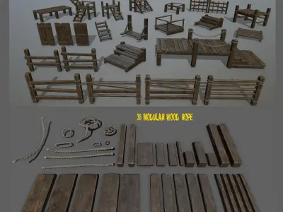 woods and ropes 3D model