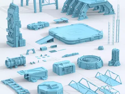 Scifi Dressing Kitbash Pack1 Low-poly 3D model