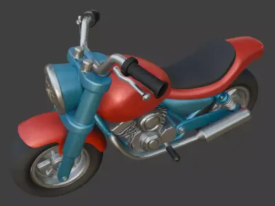 Cartoon Red Motorcycle 3D Model 3D model purchase