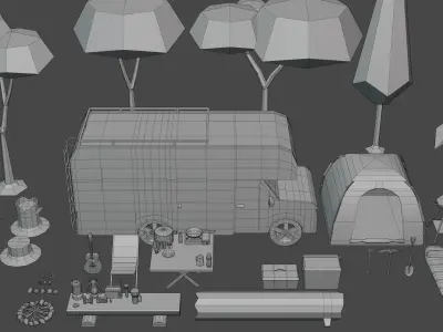 Campsite -  Camping Pack Low-poly 3D model